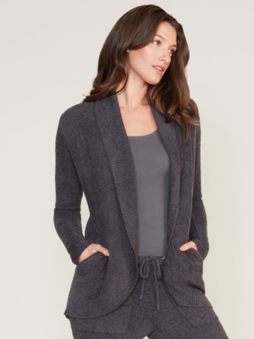 Barefoot Dreams CozyChic Lite Circle Cardigan Sz XS/S Charcoal EUC - Picture 3 of 15